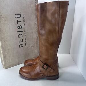 Bed Stu Glaye Leather Equestrian Riding Handmade Boots Rustic Tan Women 9 NWB